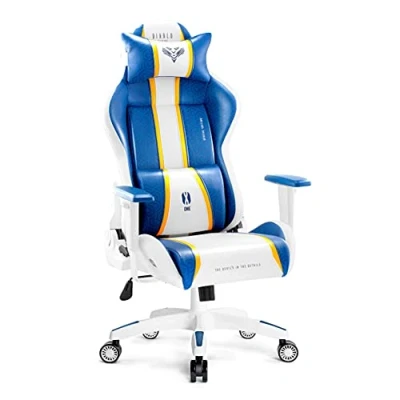 Abbildung von Diablo X One 2.0 Gaming Stuhl Gamer Chair Bürostuhl Schreibtischstuhl Verstellbare Armlehnen Ergonomisches Design Nacken/ Lendenkissen Wippfunktion Aqua Blue King (XL)