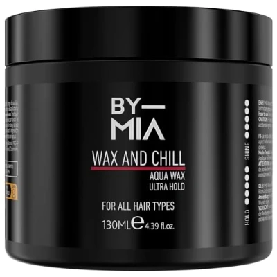 Abbildung von BY MIA Wax und Chill Aqua 130 ml Ultra Halt Glanz Look Kanten Steuerung Haarwachs für Männer &amp; Frauen