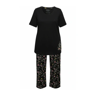 Abbildung von Ulla Popken Scribble Print TWO Piece SET Pyjama, Damen, Größe: 42/44, Black