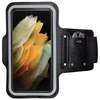 Abbildung von CoverKingz Sportarmband für Samsung Galaxy S21 Ultra 5G Armtasche mit Schlüsselfach Sport Laufarmband Handy Armband Schwarz