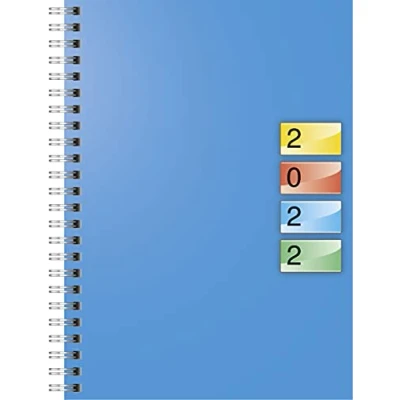 Abbildung von BRUNNEN 1079640992 Buchkalender Modell 796 DATAline, 2 Seiten = 1 Woche, 14,8 x 20,5 cm, Karton Einband vierfarbig, Kalendarium 2022, Wire O Bindung