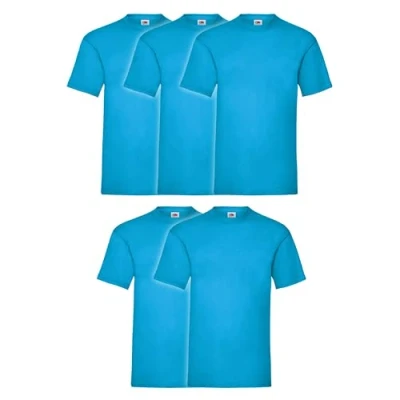 Abbildung von Fruit of the Loom 5er Pack Valueweight T Shirt + GRATIS MyShirt Stoffbeutel, Farbe:azurblau, Größe:XL