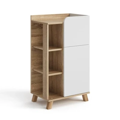 Abbildung von Vicco Midischrank Karen, Sonoma/Weiß, 50 x 90 cm mit Tür und Schublade