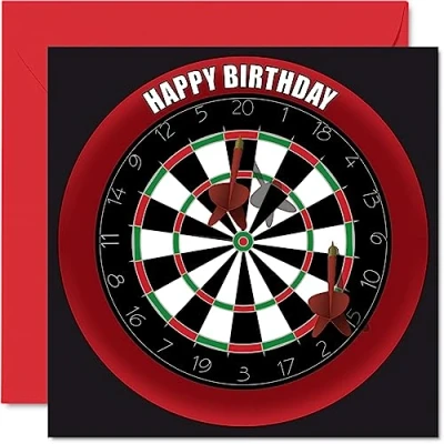 Abbildung von Stuff4 Lustige Geburtstagskarte zum 46. Geburtstag für Männer und Frauen Dartscheibe Happy Birthday Karte Vater, Mutter, Bruder, Schwester, Großvater, Oma, Onkel, Tante, 145 mm x mm,