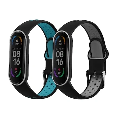 Abbildung von kwmobile 2X Sportarmband kompatibel mit Xiaomi Mi Smart Band 6 / 5 Armband Fitnesstracker Set aus TPU Silikon