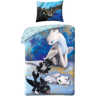 Abbildung von Halantex Bettwäsche DRAGONS Set HTTD 6050BL 140x200+70x90cm Baumwolle Öko zert.