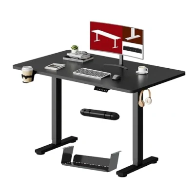 Abbildung von SANODESK Höhenverstellbarer Schreibtisch 110 x 60 cm mit KOMPLETTE TISCHPLATTE Höhenverstellbar Elektrisch Ergonomischer Steh Sitz Tisch Computertisch für Heimbüro Homeoffice(schwarz)