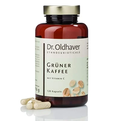 Abbildung von Dr. Oldhaver Grüner Kaffee Kapseln (120 Stück) Hochwertiger Extrakt mit Vitamin C für Energiestoffwechsel, Premiumqualität aus Deutscher Herstellung. vegan