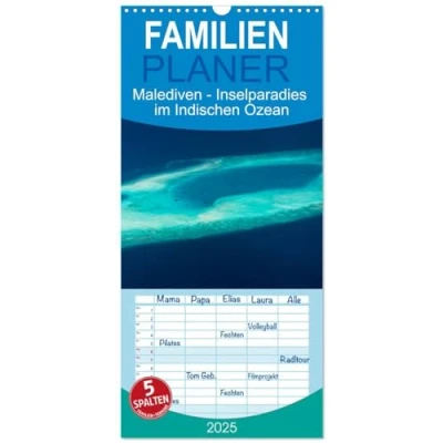 Abbildung von Familienplaner 2025 Malediven Inselparadies im Indischen Ozean mit 5 Spalten (Wandkalender, 21 cm x 45 cm), CALVENDO