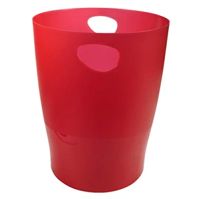 Abbildung von Exacompta 45324D ECOBIN 8er Pack Papierkörbe 15 Liter mit Griffen. Eleganter und robuster Papierkorb Mülleimer im modernen Design karminrot
