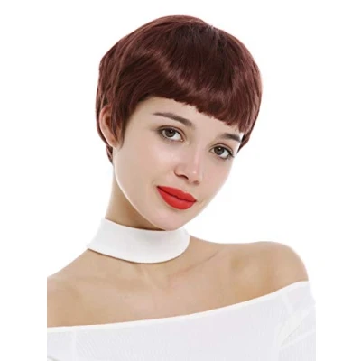 Abbildung von WIG ME UP SA098 131 Perücke Damen sehr kurz Pixie Cut 60er Kurzhaarfrisur Pony Rot Rostbraun