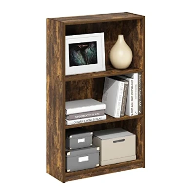 Abbildung von Furinno JAYA Simple Home Bücherregal mit 3 Ebenen und verstellbarem Regal, Bernsteinkiefer