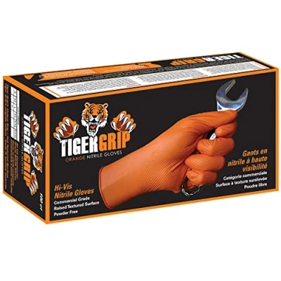 Abbildung von Kunzer Nitril Einweghandschuhe Orange TIGER Grip Größe XXL (Dispenser mit 90 Stück)