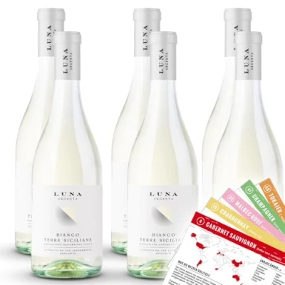 Abbildung von Luna Argenta Bianco Appassite, halbtrocken, sortenreines Weinpaket + VINOX Winecards (6x0,75l)