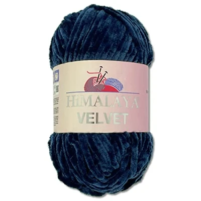 Abbildung von Wohnkult Himalaya 100 g Velvet Dolphin Wolle 40 Farben zur Auswahl Chenille Strickgarn Flauschgarn Glanz Accessoire Kleidung Decken (90021 Dunkelblau)