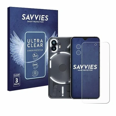 Abbildung von Savvies 6 Stück Schutzfolie für Nothing Phone (2) (Display+Kamera) Displayschutz Folie Ultra Transparent