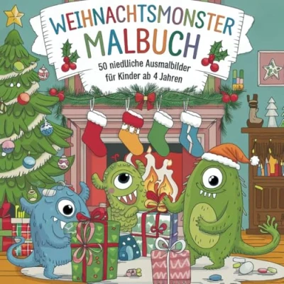 Abbildung von Weihnachtsmonster Malbuch 50 niedliche Ausmalbilder für Kinder ab 4 Jahren