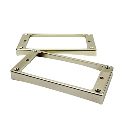 Abbildung von Guyker Curved Bottom Metal Humbucker Pickup Mounting Ring Set Bridge and Neck Pickups Cover Frame Replacement Compatible with Les Paul LP Style Electric Guitar or Precision Bass(2PCS, Golden)