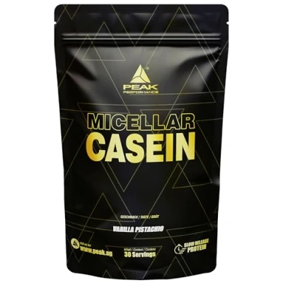 Abbildung von PEAK Micellar Casein 900g Geschmack Vanilla I 30 Portionen Pulver Proteinquelle: Milchprotein fettarm Muskelaufbau mit Sättigungseffekt &amp; Zusatz von Laktase 900 g
