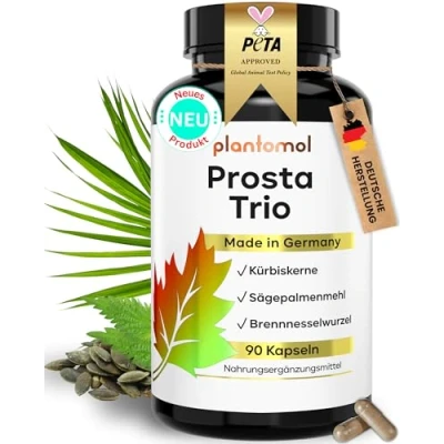 Abbildung von Prosta Trio Kapseln hochdosiert mit Kürbiskern Extrakt Sägepalmen &amp; Brennnessel Komplex 1.5 Monatsvorrat