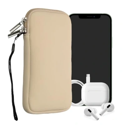 Abbildung von kwmobile Handytasche für Smartphones XL 6,7/6,8&quot; Neopren Handy Hülle Creme Tasche 17,2 x 8,4 cm Innenmaße