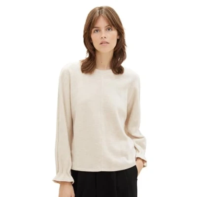 Abbildung von TOM Tailor Denim MIT FLEDERMAUSÄRMELN Sweatshirt, Damen, Größe: Small, Creme beige melange
