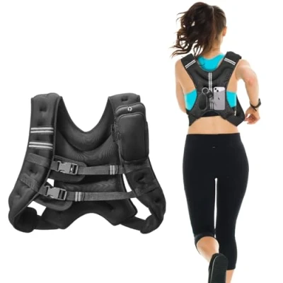Abbildung von VEVOR Gewichtsweste 9,22 kg mit reflektierendem Streifen, verstellbare Schnalle, Körpergewichtsweste für Männer und Frauen, Trainingsgerät Krafttraining Laufen Joggen Fitness Gewichtsverlust