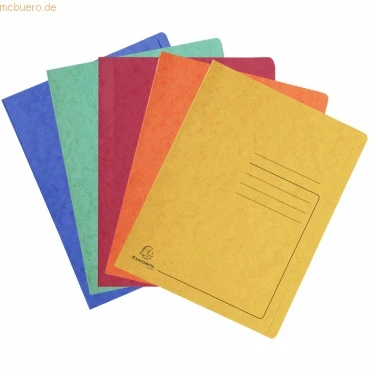 Abbildung von Exacompta 39990E 25er Pack Premium Schnellhefter. Aus extra starkem Colorspan Karton für DIN A4 mit Beschriftungslinien bedruckt kaufmännische Heftung farbig sortiert Hefter ideal Büro und Schule