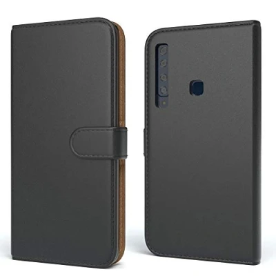 Abbildung von EAZY CASE Tasche kompatibel mit Samsung Galaxy A9 (2018) Schutzhülle Standfunktion Klapphülle Bookstyle, Handytasche Handyhülle Magnetverschluss und Kartenfach, Kunstleder, Schwarz