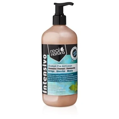 Abbildung von Real Natura Pro Anti Schuppen Shampoo ohne Salz, effektive Schuppenbekämpfung, sanfte und gründliche Reinigung, ideal für alle Haartypen, erfrischender langanhaltender Duft, 500 ml
