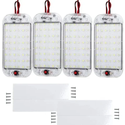 Abbildung von Intckwan 4 Stück 12V 85V Auto Innenraumbeleuchtung LED, 48 LEDs Innenbeleuchtung mit on/off Schalter, für Wohnmobile LKW Van Boot Wohnwagen