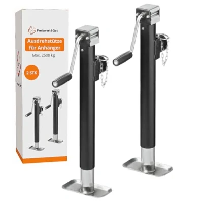 Abbildung von Preiswert &amp; Gut 2X Ausdrehstütze klappbar 2500kg Abstellstütze 570 950mm Stützfuß Anhänger Stahl