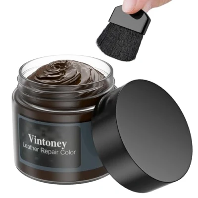 Abbildung von Leder Reparatur Set, Vintoney 50ML BRAUN Lederreparatur Creme Lederreparaturset Lederbalsam Lederpflege Füller für Auto Lederlenkrad Sofa Jacke Geldbörse Gürtel Schuhe Kunstleder Kratzer Risse