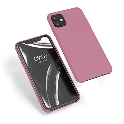 Abbildung von kwmobile Hülle kompatibel mit Apple iPhone 11 Silikon Handy Case Handyhülle weiche Oberfläche kabelloses Laden Dark Rose