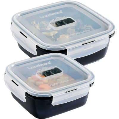 Abbildung von Luminarc Frischhaltedose &quot;Black Box&quot;, (Set, 2 tlg.), Luft /wasserdicht/ Clip &amp; Close Verschluss, 76/122 cl