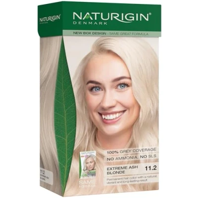 Abbildung von Naturigin Extrem Aschblond Haarfarbe 11.2 Permanente blond 100% Grauabdeckung Zertifizierte Bio Inhaltsstoffe, nährt das Haar intensiv Ammoniakfrei, vegan, anhaltende Ergebnisse