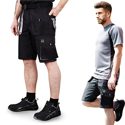 Abbildung von REIS FORECO TS BJS Arbeitsshorts für Herren, Cargo Shorts, Sicherheitsshorts, Arbeitsshorts, Garten Schwarz Hellgrau, Größe: M