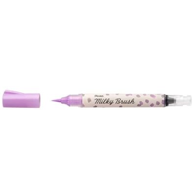 Abbildung von Pentel XGFH PVX Milky Brush, Pinselstift enthält flüssige, matt trocknende Pastellfarbe, pastell violett, 1 Stück auf Blisterkarte