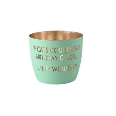 Abbildung von Gift Company Madras, Windlicht, M, Motiv: If Cats Could Sent, Aqua/Gold