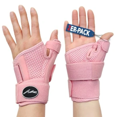 Abbildung von Dr. Arthritis Von Ärzten Entworfen Handgelenk Bandage Daumenbandage Links/Rechts Handgelenkstütze mit Daumenschiene Stabilisierende Handgelenkbandage Daumenortthese, 2er Pack, Pink