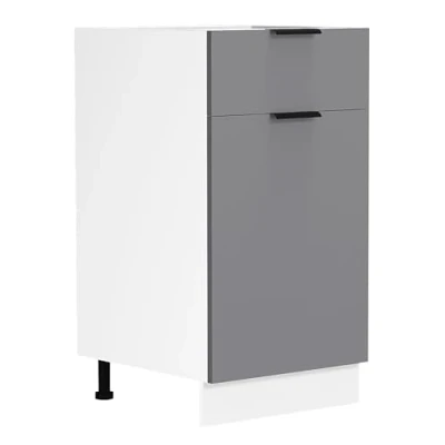 Abbildung von VCM Küchenschrank Maße ca. H. 82 x B. 40 T. 46 cm Unterschrank mit einer Drehtüre und Schublade Küchenmöbel Fasola Weiß/Anthrazit