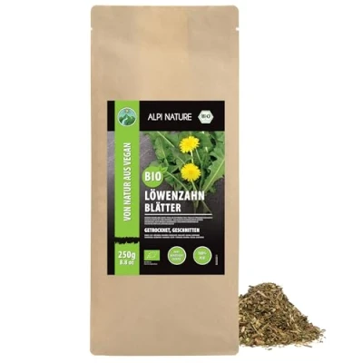 Abbildung von Bio Löwenzahntee (250g), Löwenzahnblätter geschnitten, Löwenzahn getrocknet, Blätter aus Wildsammlung, Tee Bio, Löwenzahnblättertee 100% natürlich