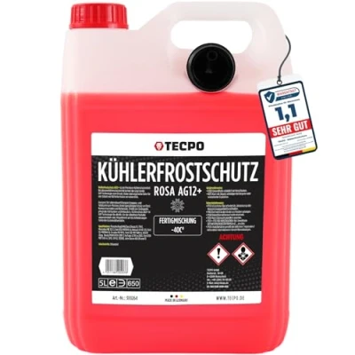 Abbildung von TECPO Kühlerfrostschutz rot G12+ Antifreeze 40C Frostschutz rosa Kühlmittel 5L
