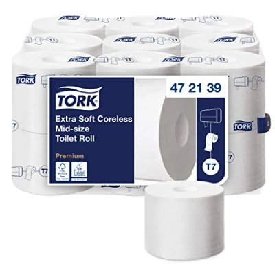 Abbildung von Tork Midi Toilettenpapier extra weich hülsenlos 18 Stück Rollen