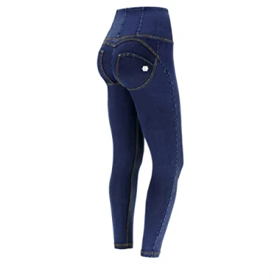 Abbildung von FREDDY Push Up WR.up® 7/8 Superskinny hohe Taille mit Reißverschluss, Dunkle Jeans gelben Nähten, S