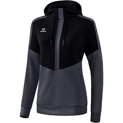 Abbildung von Erima Damen Squad Kapuzensweat, Schwarz/Slate Grey, 44