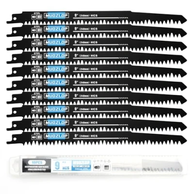 Abbildung von MUOZLOP 10 Pack 9 inch Säbelsägeblätter Set，5 TPI Sägeblätter für Säbelsäge，für Holz/Metall (10, 5TPI,240mm)