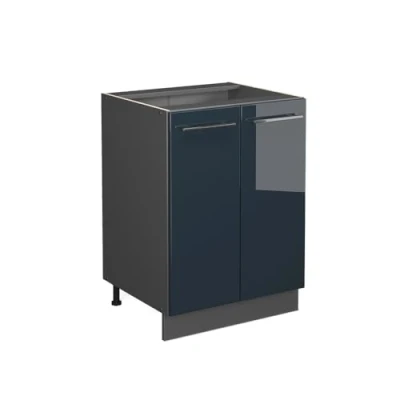 Abbildung von Vicco Küchenunterschrank Fame Line, Dunkelblau Hochglanz/Anthrazit, 60 cm ohne Arbeitsplatte
