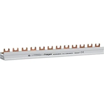 Abbildung von Hager KDN480A Phasenschiene 4P 80A 16qmm 12 Einh.Gabelanschluss isoliert grau