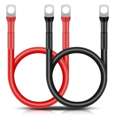 Abbildung von GUNGY Batteriekabel 14mm² 50cm Auto Batterie Kabel 12V 6AWG Kupferkabel mit M8 Ringklemmen für LKW Motorrad Marine Solar Schwarz Rot 2 Stück